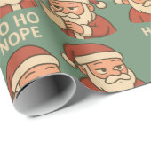 HO HO Nope Green Background Cadeaupapier (Rol Hoek)