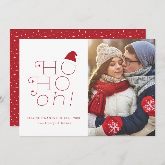 Ho Ho oh faire-part de grossesse de Noël (Devant / Derrière)