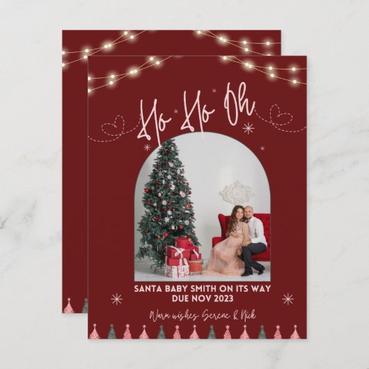 Ho ho oh faire-part de grossesse de Noël bébé (Devant / Derrière)
