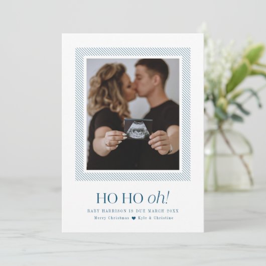 Ho Ho Oh Zwangerschapsuitkondiging kerstkaart (Staand voorkant)