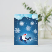 Ho ho ! Père Noël dans l'avion, carte postale (Debout devant)