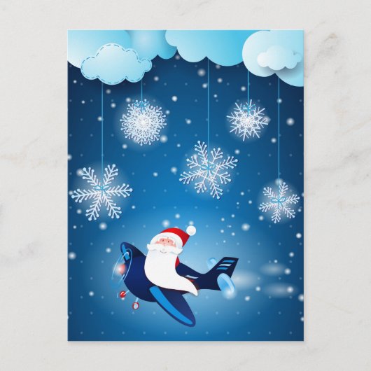 Ho ho ! Père Noël dans l'avion, carte postale (Devant)