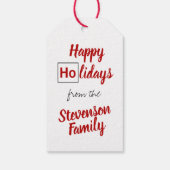 Ho Ho Prettige feestdagen Periodic Table Red Scien Cadeaulabel (Achterkant)