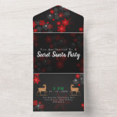 Ho Ho Red Black Snowflakes kerst geheim kerstman All In One Uitnodiging (Binnen)