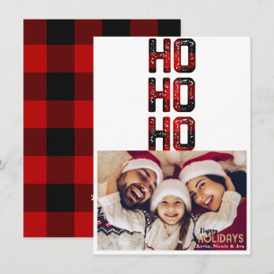 HO HO Red Buffalo Pset Holiday Fotokaart Kaart