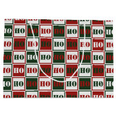 HO HO Red, Green & White Squared Groot Cadeauzakje (Achterkant)