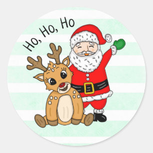 Ho Ho Reindeer en Kerstmis Ronde Sticker