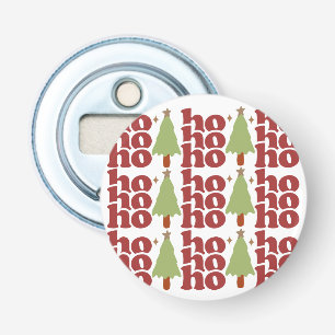 Ho Ho Retro Groovy Kerst Feestdagen Button Flesopener