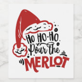 Ho Ho Santa Hat Merlot Fun Wine Wijn Etiket (Enkel label)