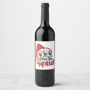 Ho Ho Santa Hat Merlot Fun Wine Wijn Etiket
