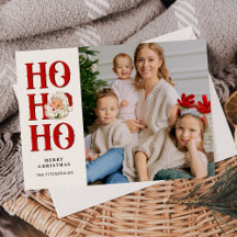 Ho Ho  Santa Photo Flat Holiday Card