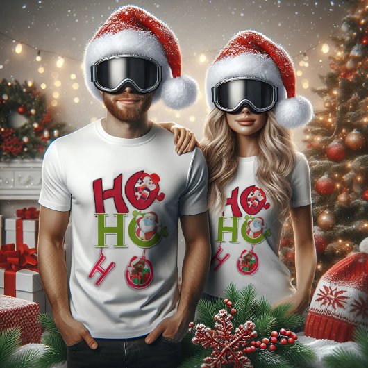 HO HO T-shirt blanc de Noël
