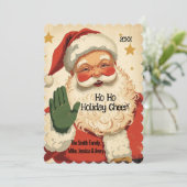 Ho Ho Vakantie Kerst Retro Kerstman Kerstkaart (Staand voorkant)