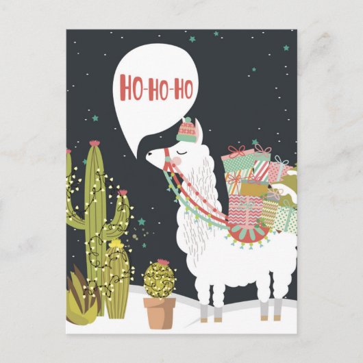 Ho-HoHo Holiday Llama Briefkaart (Voorkant)