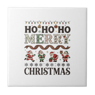 Ho Joyeux Noël Ruban à carreaux de Père Noël
