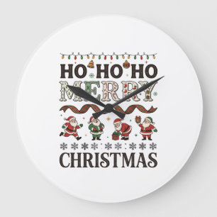 Ho Kerstmis Santas Schotland Geruite Lint Grote Klok