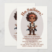 Ho Sailors ! Boy Pirate Invitation Anniversaire (Devant / Derrière)
