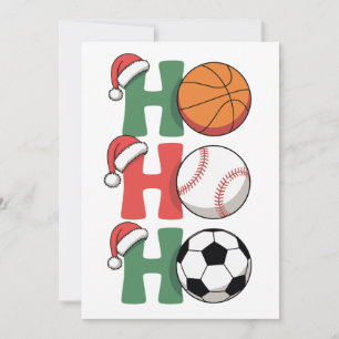 Ho Santa Kerst Basketbal Honkbal Voetbal Kerstmis Feestdagenkaart