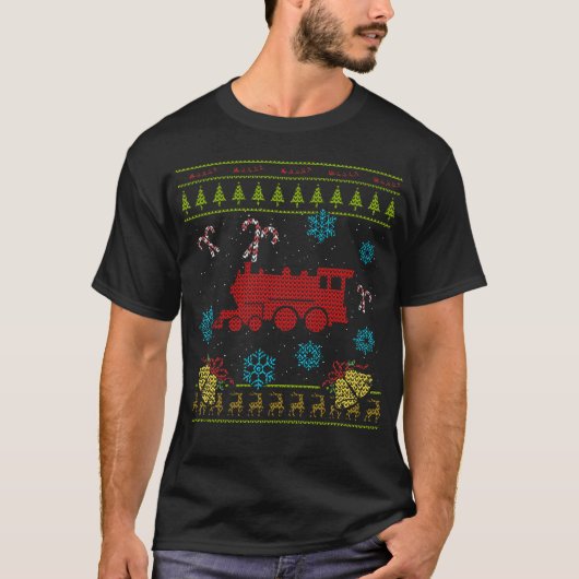HO Scale Train met Kerstmis Oegly Sweater Speelgoe T-shirt (Voorkant)