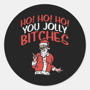Ho You Jolly Es Kerstman Funny Summer Kerstmis Jul Ronde Sticker