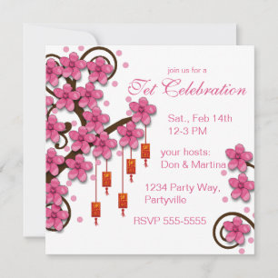 Hoa Dao Happy Nieuwjaar Kaart