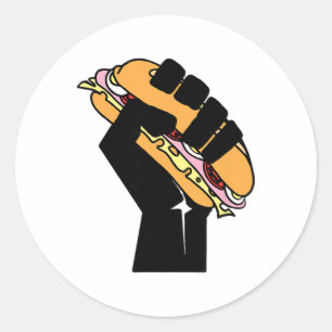 Hoagie Sandwich Guy Zwarte Vuist Weersta Fascisme Ronde Sticker