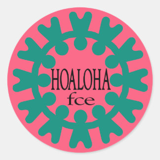 Hoaloha Blauwgroen op Roze Ronde Sticker