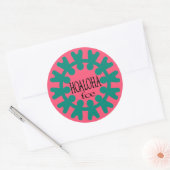 Hoaloha Turquoise sur Sticker rond rose (Enveloppe)