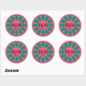 Hoaloha Turquoise sur Sticker rond rose (Feuille)