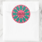 Hoaloha Turquoise sur Sticker rond rose (Sac)