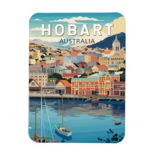 Hobart Australia Travel Art Vintage Magneet