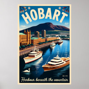 Hobart Australië Retro Reisposter Kunst Poster