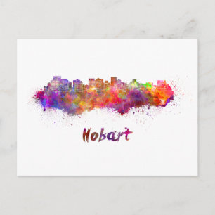 Hobart skyline in waterverf briefkaart