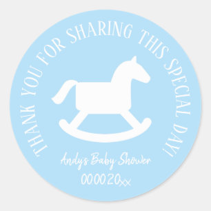 Hobbelpaard babyshower feest favor dank je ronde sticker