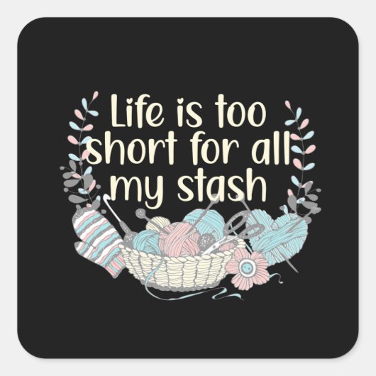 Hobby Knitting Yarn Wool Stash Vierkante Sticker (Voorkant)