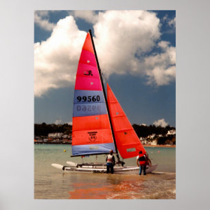 Hobie catamaran klaar om te varen poster
