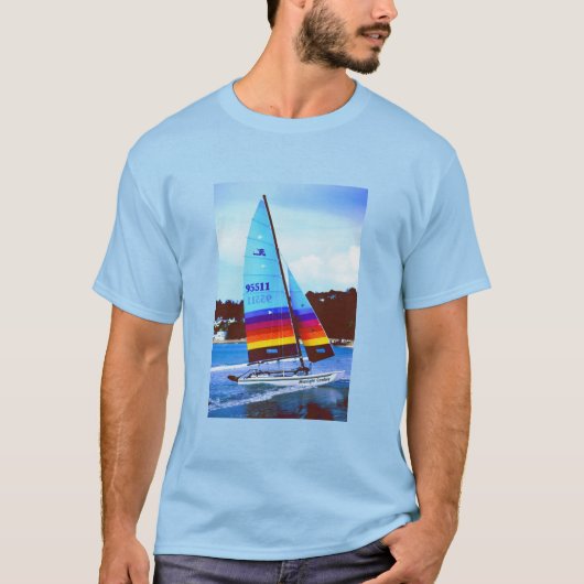 Hobie-zeilboot op Jersey T-shirt (Voorkant)