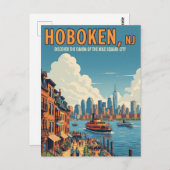  Hoboken New Jersey Reizen Briefkaart (Voorkant / Achterkant)