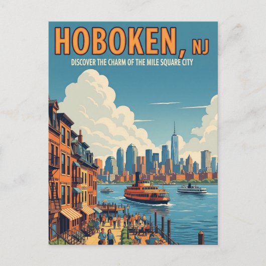  Hoboken New Jersey Reizen Briefkaart (Voorkant)