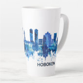 Hoboken New Jersey Skyline Blue Latte Mok (Rechterhoek)