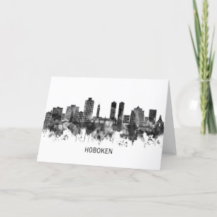 Hoboken New Jersey Skyline BW Feestdagen Kaart