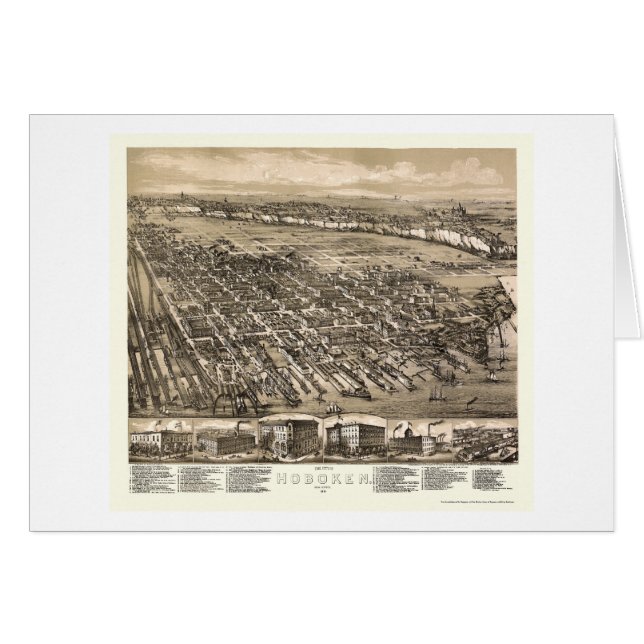 Hoboken, NJ Panoramic Map - 1881 (Voorkant Horizontaal)
