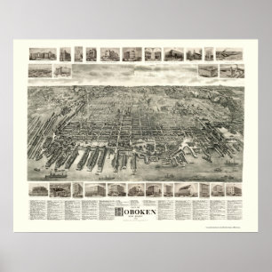 Hoboken, NJ Panoramic Map - 1904 Poster