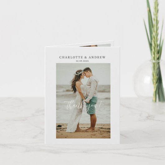 Hochzeitshandschrift Danke 3 Fotos Bedankkaart (Voorkant)