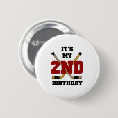 Hockey 2de verjaardag ronde button 5,7 cm (Voorkant /achterkant)