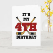 Hockey 4e verjaardag Tshirts en geschenken Kaart (Gele Bloem)