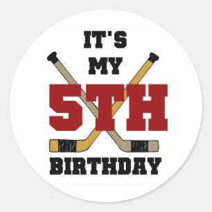 Hockey 5e verjaardag Tshirts en geschenken Ronde Sticker