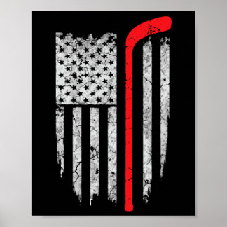 Hockey American Flag Hockey T-shirt IJshockey Spel Poster