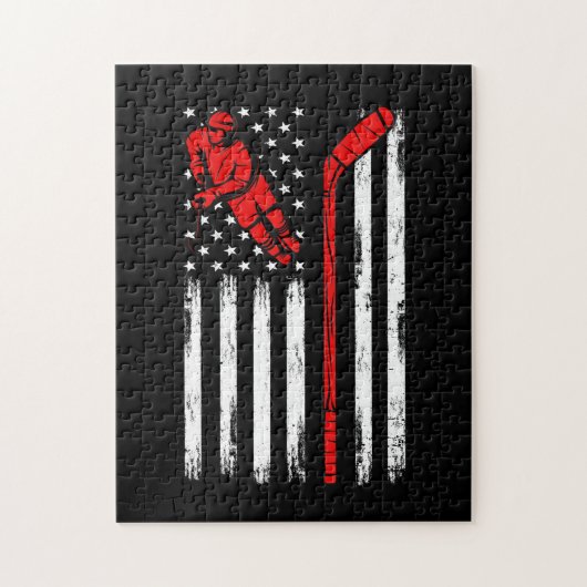 Hockey American Flag Legpuzzel (Verticaal)