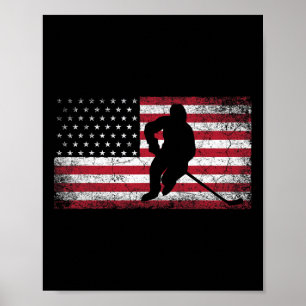 Hockey American Flag op 4 juli Patriotic USA Dad Poster